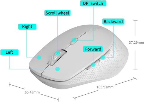 Rapoo M300G Silent Wireless Mouse, Bluetooth Mouse for Laptop, 2.4GHz with USB Receiver Computer Mouse, 2400 Adjustable DPI Optical Tracking, 1 Ye...