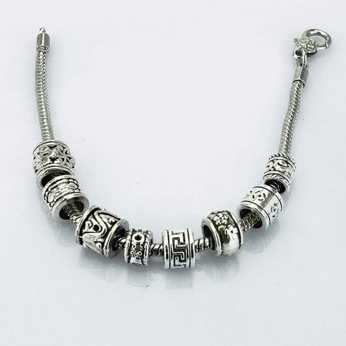 LolliBeads (TM) Antiqued Silver Tone Bracelet Jewelry Marking Large Hole Spacer Beads Round Tube Charm Beads (80pcs)...