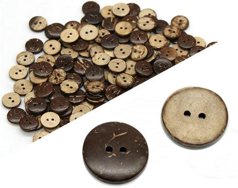 AKOAK 100 Pieces Natural Coconut Shell Two-Holes Buttons Sewing Accessories Decorative Buttons (18mm)...