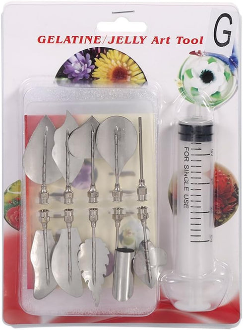 Gelatin Art Starter Kit - 11PCS 3D Pudding Cake Decorating DIY Tool Set Includes 10 PCS Gelatin Tools and 20ml Syringe Pudding Pastry Nozzles for ...