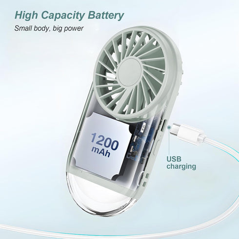 Handheld Mini Fan, USB Rechargeable Small Pocket Fan 7 Working Hours with Flashlight, 4 Speeds, Portable Fan for Travel/Summer/Concerts/Lash...