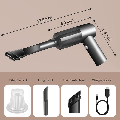 Handheld Car Vacuum Cleaner, Cordless Vacuum Cleaner, Mini Vacuum Cordless with LED Light, Portable Vacuum Cleaner for Home, Office and Car Cleani...