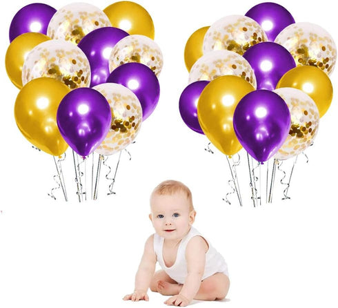 Purple Balloon Garland Arch Kit, 121 PCS Purple and Gold Party Decorations for Birthday, Graduation, Wedding, Anniversary...