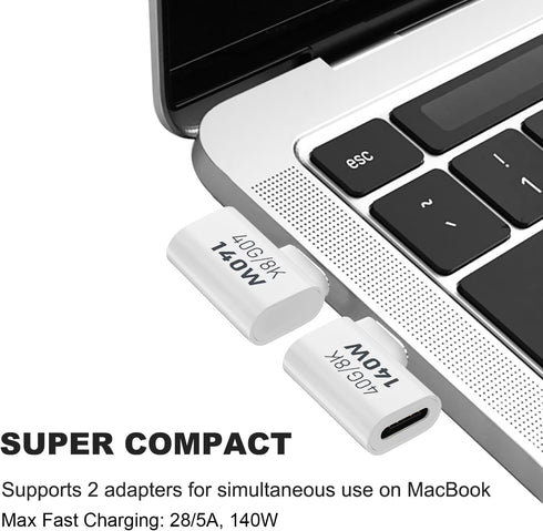 AreMe 2 Pack USB C Male to Female Adapter, 90 Degree Right Angle 140W Type C Extender Adapter for Thunderbolt 4/3, MacBook Pro/Air, Laptop, Phones...