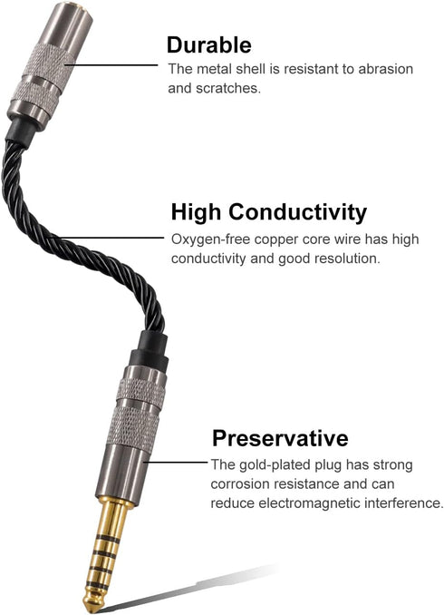 Headphone Adapter 4.4mm Male to 2.5mm Female Adapter for 2.5mm Cable Connected to Balanced 4.4mm Player Device High Stereo Audio Converter OFC Cab...