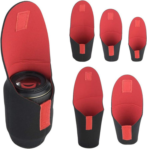 Lens Pouch Bag Lens Case Cover Sleeve 5pcs Camera Lens Storage Bag Protective Case Shockproof Pouch Set Accessory for SLR Camera Lens...
