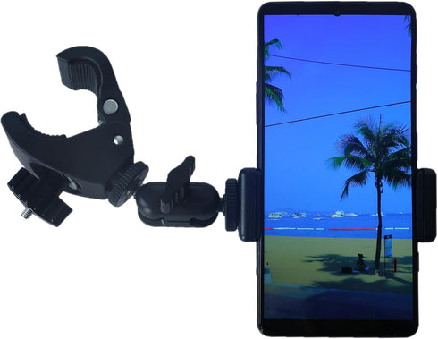Phone Holder with Clamp for Golf Cart Universal Phone Mount Holder for Bicycle, Wheelchair, Stroller Mic Stand Phone Holder...