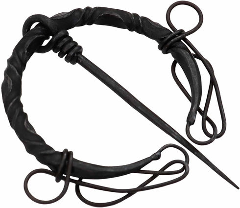 Iron Cloak Fibula with Knotted Ends Twisted Design Hand Forged Iron Functional Brooch/Clasp for Medieval Clothes LARP Cosplay Medieval Fantasy Eve...