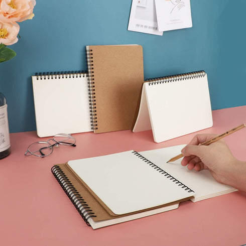 EUSOAR College Blank Spiral Notebook, A5 6packs 5.5"x8.3" 120 Pages Blank Travel Writing Journal, Memo Notepad Sketchbook, Students Office Busines...