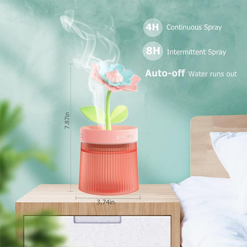 Home Humidifier,260mlCool Mist Humidifier,essential oil diffusers,2 in 1 Portable LED Air Humidifier Desk Lamp,USB Rechaegable Eternal Flower Humi...