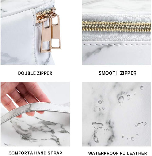 MAGEFY 3Pcs Makeup Bags Portable Travel Cosmetic Bag Waterproof Organizer Multifunction Case with Gold Zipper Marble Toiletry Bags for Women......