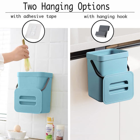 LALASTAR Small Trash Can with Lid, Compost Bin Indoor Kitchen Sealed Under Sink for Kitchen, Food Waste Bin for Countertop, Mountable Garbage Can ...