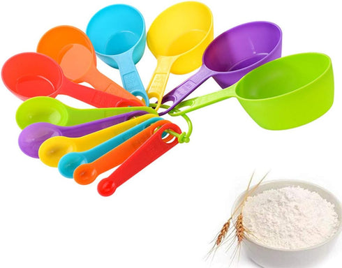 12-piece plastic measuring cup and spoon, measuring cup and spoon set, set colors for kitchen cooking and bathing (color random)...