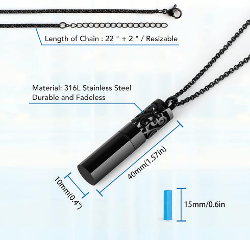 Essential Oil Diffuser Necklaces for Women, 2PCS Aromatherapy Necklaces Stainless Steel Diffuser Locket Pendant Cylinder with 20 Felt Pads, Aroma ...