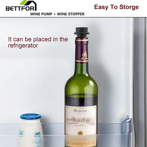 Wine Saver Pump with 4 Vacuum Wine Stoppers, Wine Bottle Stoppers with Food Grade Silicone Leak proof Keep Fresh Suitable for All Standard Wine Bo...