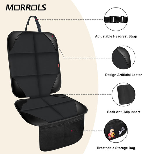 Car Seat Protectors for Child Car Seats 1 Pack Waterproof Leather Seats Protectors with Non-Slip Bottom Large Mesh Pockets Leather and Fabric Car ...