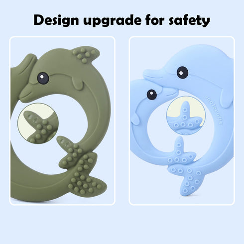 Teething Teether Toys for Babies 0-6, 6-12 Months, Aitoustone Soft Dolphin BPA Free Teething Toy for Baby Chewing Relief Toys...