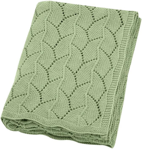 Baby Blanket 100% Cotton Soft Breathable Knit Cellular Receiving Swaddle for Newborn Infant Boy Girl, Green 30"x 40"...