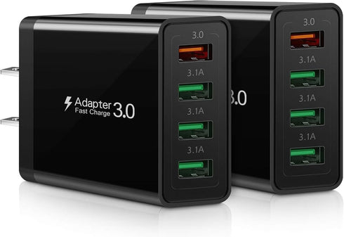 USB-C Wall Charger 33W Durable 4Port QC3.0 Power Adapter Fast Charging 2Pack Boxeroo Desktop Charger Charging Block Compatible for Galaxy S22 S10/...