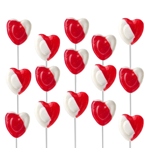 Lollipops Red Heart Shaped Strawberry N' Cream Flavored, 12 Lollipops, Individually Wrapped...