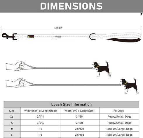 Plutus Pet Double-Sided Reflective Nylon Dog Leash, Soft Padded Handle for Comfort, 6 FT/5 FT/4 FT Heavy Duty Dog Leash for Puppy Small and Medium...