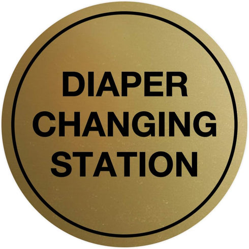 Signs ByLITA Circle Diaper Changing Station Sign (Brushed Gold) - Large...