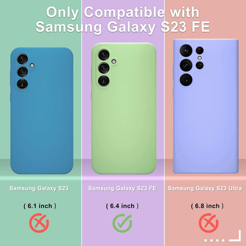 for Samsung Galaxy S23 FE Case, Silicone Phone Case with 1 Screen Protector, Soft Anti-Scratch Microfiber Lining, Full Body Shockproof Slim Cover ...