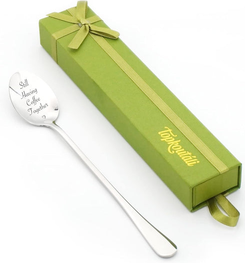 Funny Long Distance Relationship Spoon - Engraved Stainless Steel Spoon with Still Having Coffee Together Quote - Great gift for Couples...