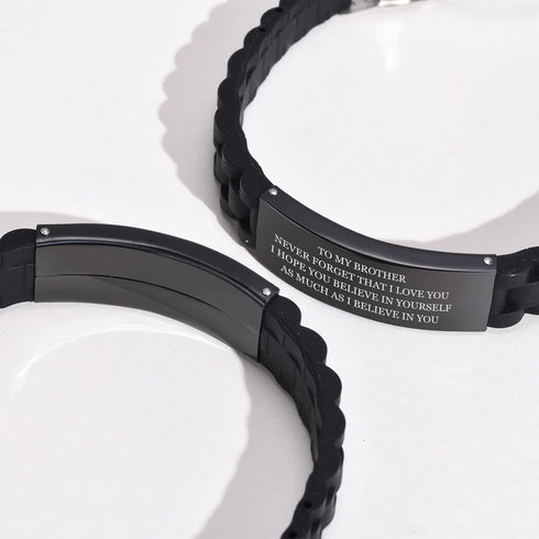 MEALGUET to My Brother Gift Bracelet, Inspirational Sentimental Message Engraved Silicone Wristband Bracelet to Mens Brother Brothers in Law Gradu...
