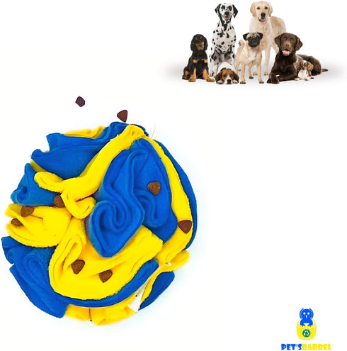 PET’SBARREL Snuffle Interactive Foraging Dog Puzzle Ball - Dog Enrichment Toys, Vibrant Yellow and Blue - Optimal Visual Stimulation. Dogs toys fo...