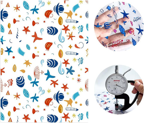 | 10 Pieces Clear PVC Vinyl Sheets, A4 Size See Through Waterproof Vinyl Fabric for Bows Earrings Making-Ocean Starfish...