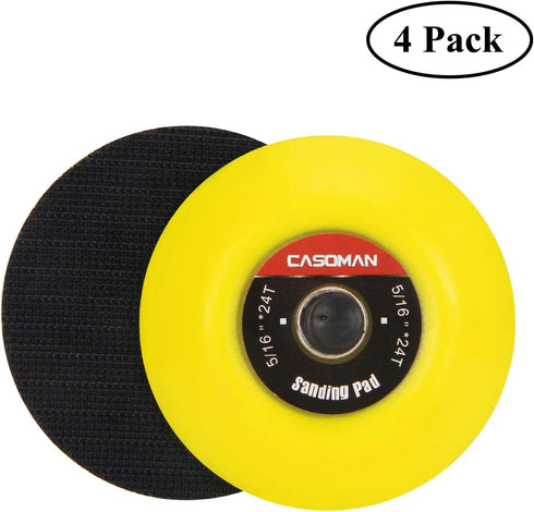 CASOMAN 3-Inch Dual-Action Hook & Loop Fastener Flexible Backing Plate 3"/ 75mm Polishing Pad with 5/16"-24 Threads, 4 PCS Set...
