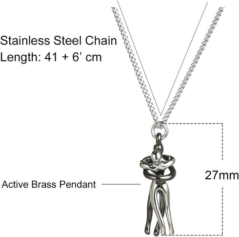 Taouzi Valentine's Day Necklace for Women Affectionate Hug Necklace Couples Necklace for Him and Her Stainless Steel Chain Necklace Valentine's Da...