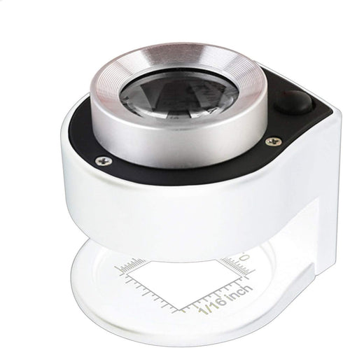 30X Loupe Magnifier with 6 Light,Desktop Portable Metal Magnifier Folding Scale Sewing Magnifing Glass for Textile Optical Jewelry Tool Coins Curr...