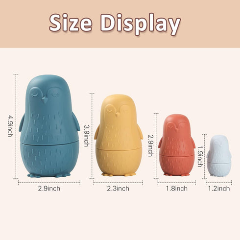 Silicone Nesting Dolls Toys Set for Easter Toys, Penguin Shaped Matryoshka Style Nesting Cups, Montessori Educational Toys for Toddlers’ Birthday ...