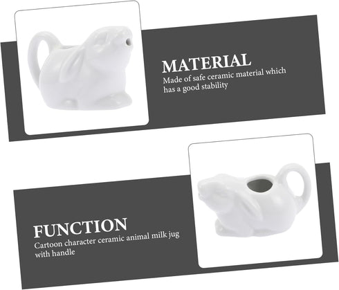 Ceramic Cartoon Milk Jug White Pitcher Rabbit Creamer Dispenser Mini Creamer Pitcher Tea Pot Ceramic Mini Rabbit Creamer with Handle Mini Syrup Pi...