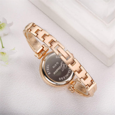 CdyBox Women Crystal Watch with 3 Bracelets Set Quartz Wrist Watches Bangle Jewelry 4pcs/Set for Ladies (Rose gold white)...