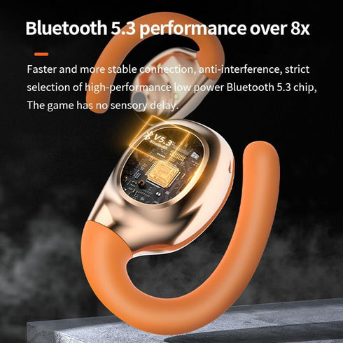 Wireless Ear Buds with Silicon Ear Loops,30hrs Playtime,Bluetooth 5.3 OWS Over Ear Sport Headphones with Hooks,3D HiFi Stereo,Microphone,siri Supp...