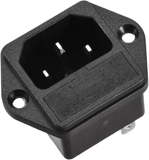uxcell Screw Mount 3 Pins IEC320 C14 Inlet Power Socket AC 250V 10A W Fuse 1Set...