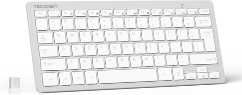 TECKNET 2.4G Wireless Keyboard, Ultra Slim Compact Computer Keyboard with Media Hotkeys, Silent Small USB Keyboard for Laptop PC Desktop Smart TV ...