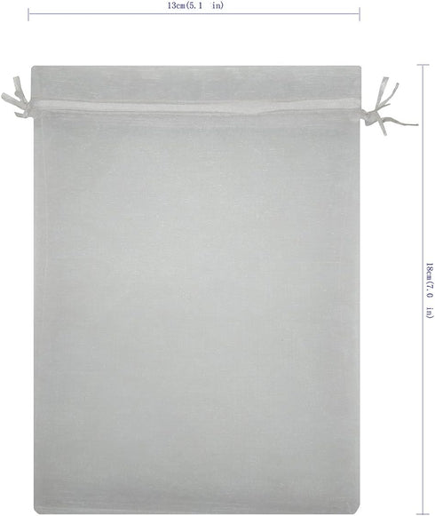 Ankirol 100pcs Sheer Organza Favor Bags 5x7'' For Wedding Gift Bags Samples Display Drawstring Pouches (white)...