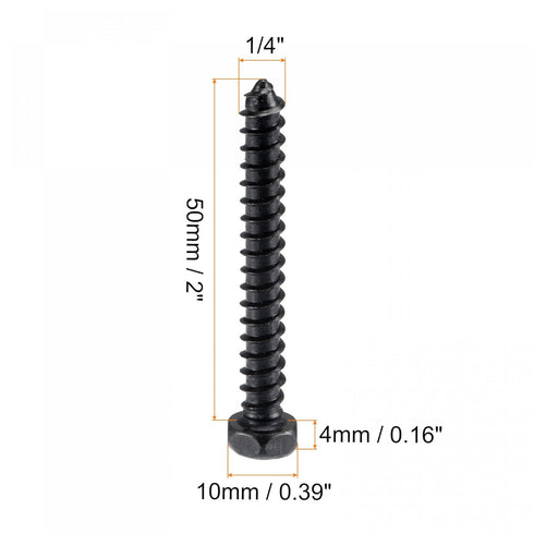 uxcell Hex Lag Screws 1/4" x 2" Carbon Steel Phillips Head Half Thread Self-Tapping Bolts for Deck Building or Joining Lumber 25pcs...