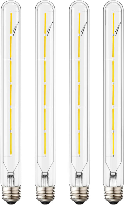 Leools T300 Dimmable Led Tubular Bulb 6W,Long Tube Edison Led Vintage Filament Bulb,60W Equivalent,4000K Daylight,Clear Glass,Cover E26 Medium Bas...