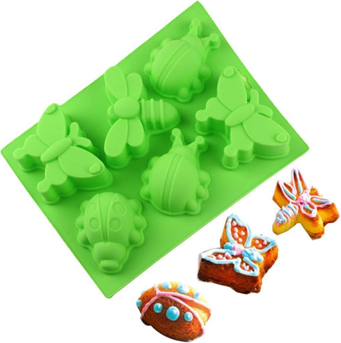 2 Pcs Insect shape Silicone Trays, SENHAI 6-Cavity 3D Dragonfly Butterfly Ladybug shape Cake Baking Molds, DIY Soap Handmade Muffin Biscuit Cookie...