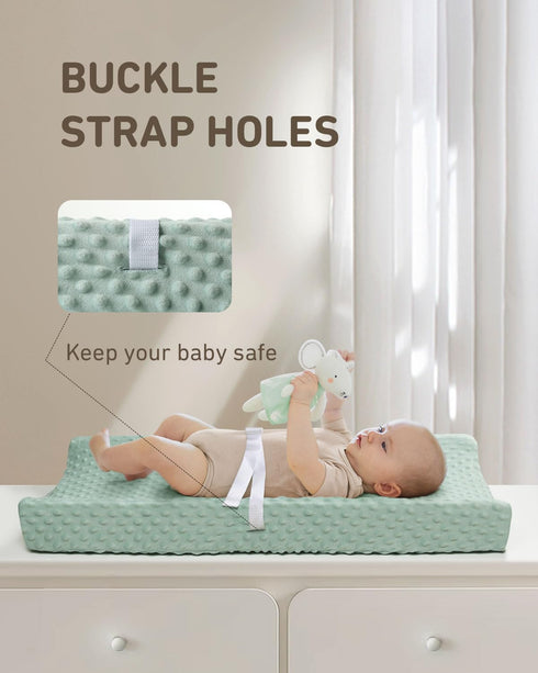 Changing Pad Cover, Ultra Soft Minky Dots Plush Changing Table Covers for Baby Girls and Boys, 2 Pack (Roman Green & Lily White)...
