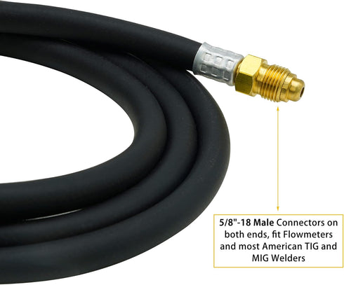 Inert Gas Welding Hose 6.56FT - Argon Flow Meter Regulator Adapter Hose - Mig Tig, 5/8" UNF-18RH Fittings...