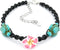 Turquoise Turtle Hemp Style Bracelet or Anklet - Pink Frangipani Flowers Hawaiian Bracelet - Adjustable...