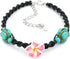 Turquoise Turtle Hemp Style Bracelet or Anklet - Pink Frangipani Flowers Hawaiian Bracelet - Adjustable...