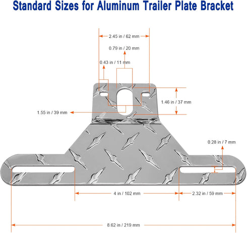Aootf Trailer License Plate Bracket Holder- Truck/RVs/Boats Aluminum Car Tag Holder and Stainless Steel Chrome Frame, Universal License Plate Ligh...