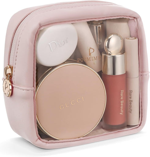 Pocmimut Mini Makeup Bag,Clear Makeup Bag Cute Travel Makeup Bag Pouch Purse Car Essentials for Women,Travel Essentials Organizers(Pink)...